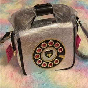 Betsey Johnson silver phone bag NWT